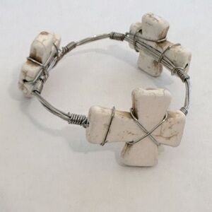 Handmade White cross bracelet from Etsy